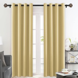 Long Curtain Rods for Windows 72 to 144 Inch, USFOOK 7/8 Inch Heavy Duty Curtain Rod, Telescoping Splicing Black Drapery Rods with Leaf Finials