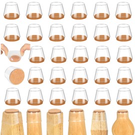 28 Pcs Chair Leg Floor Protectors, Furniture Sliders Felt Pads for Hardwood Floors，Furniture Cups Floor Protectors for Chair to Protect Floors from Scratches and No Noise（Medium, Clear）…