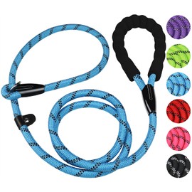 Dog Leash, 6 FT Slip Lead Dog Leashes, Durable Premium Quality Strong Training Rope Slip Leash with Comfortable Padded Handle and Highly Reflective Threads for Small Medium and Large Dogs, (Blue)