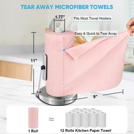 AIDEA Microfiber Cleaning Cloth 55 Sheets 6 Roll, Pink, Microfiber Towels for Cars, Shop Rags Washable,Cleaning Rags Reusable Paper Towels for Automotive, Mechanic, Workshops, House,11×9"