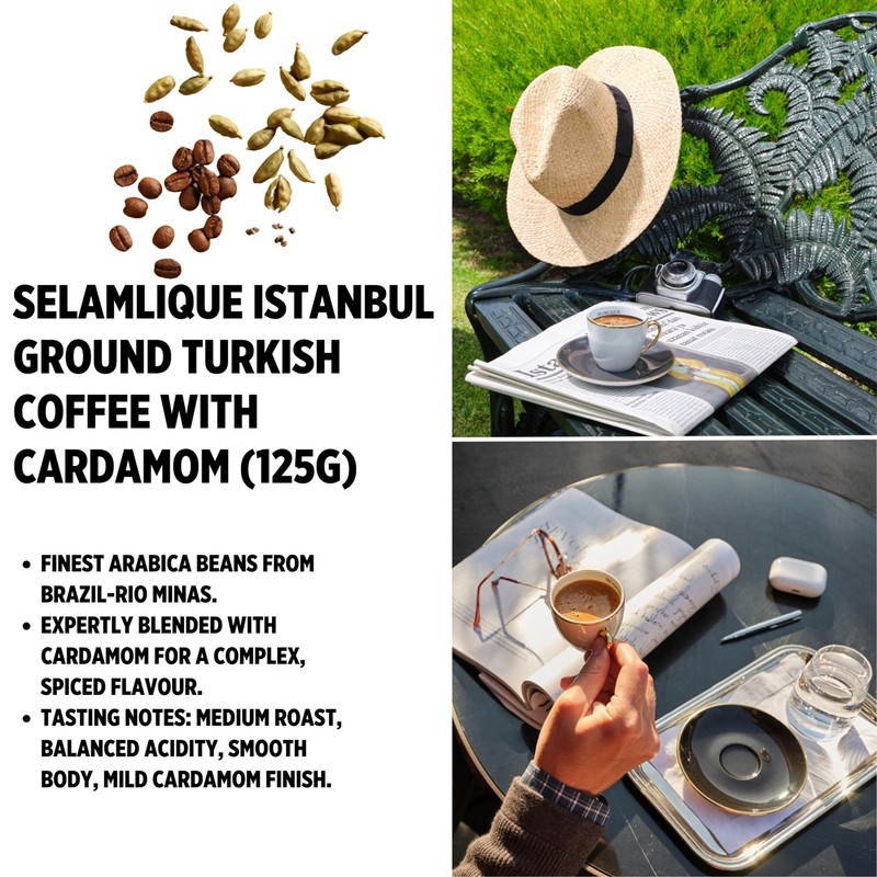 Selamlique Istanbul Turkish Coffee (4.40oz) Ultra Fine Ground (Cardamom)