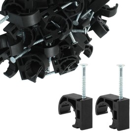 HARSKIYER 60 Pcs Half Clamp J-Hook with Nail, 1/2 Inch Pex Pipe Clamps Pex Hangers for Pex Tubing Pipe Support, Black Pex Line Clamps Pex Fasteners for PEX, Copper, CPVC Tubing Connections