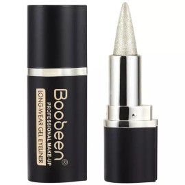 Boobeen 부빈 블랙 라이너 펜슬 - 빠른 건조 방수 및 번짐 방지 하루 종일 젤 성명서 룩 만들기(실버) Bubin Black Liner Pencil - Fast-Drying Waterproof and Smudge-Proof All-Day Gel Statement Look (Silver) [Black]