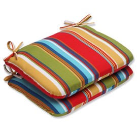 Pillow Perfect 572727 Outdoor/Indoor Westport Garden Round Corner Seat Cushions, 18.5" x 15.5", Multicolored