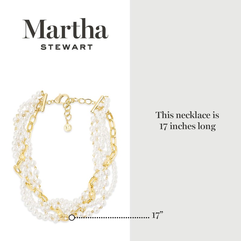 Martha Stewart Five Twisted Strand Pearl and Chain Necklace In