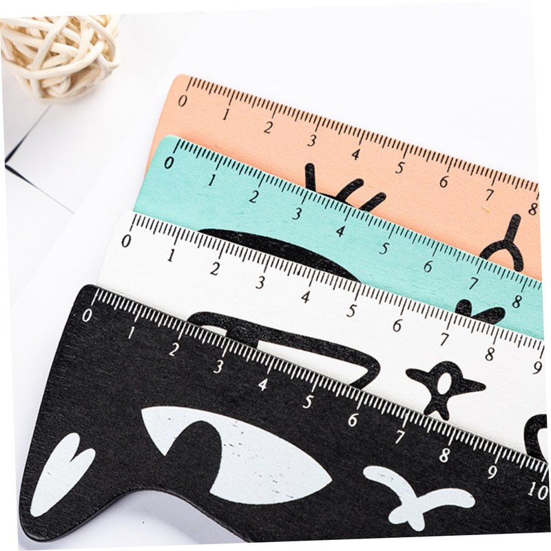 Operitacx Unique Wooden Cat Ruler 4pcs Set Precision Measuring Tool