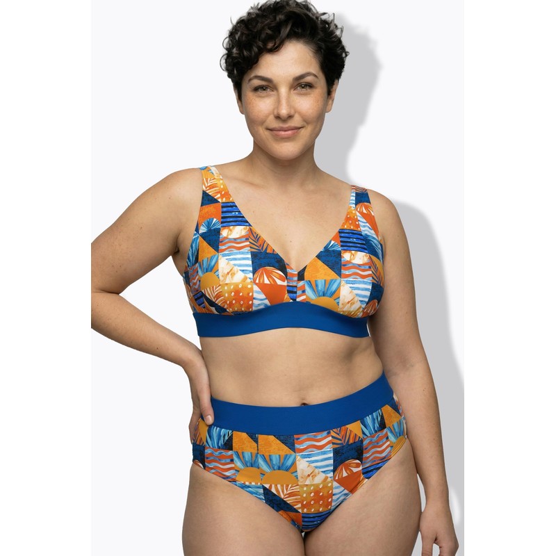 Ulla Popken Bikini con Fantasia a Quadri, Coppe morbide e