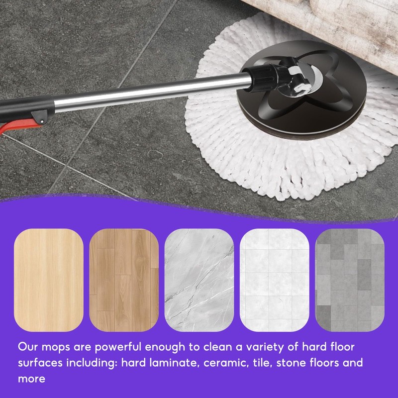 Mop Heads Replacement, 5 Pcs Round Mop Head, Universal Spin