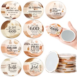Y1tvei Bible Verse Compact Mirrors - 108Pcs Boho Christian Gifts Bulk Bible Verse Mini Compact Mirrors Inspirational Small Portable Round Pocket Makeup Mirror for Purse Church Party Favors for Women