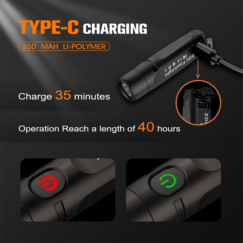 TUNENGE S15 Keychain Flashlight- Super Bright 650 High Lumens,UCB C