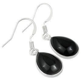 TISHAVI Natural Black Onyx Earrings For Women Black Stone July Birthstone Jewelry Women's Day Gifts For Mom Wife Sister