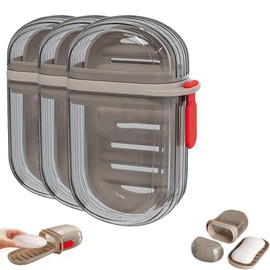 Travel Soap Case,3Pcs Portable Clear Travel Soap Box, Leakproof Soap Container with Lid for Bathroom, Shower, Gym, School, Camping, Vacation, Outdoor, Transparent-Black