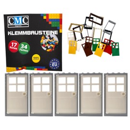 CMC imports 5 x Clamping Blocks Door Frame + Door Leaf 1 x 4 x 6 Nubs City Building City 60596 (Light Grey - White)