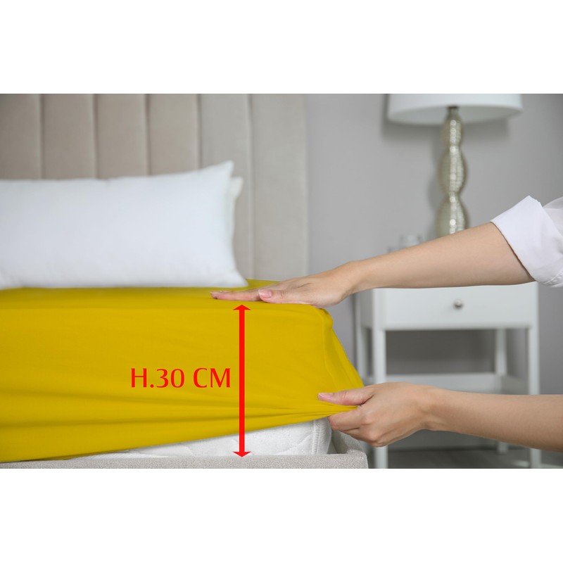 Zer0bed, Fitted Sheet with Corners, Plain, 100% Cotton, 30 cm