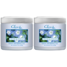 Clear Air Odor Absorber Gel - 15 oz, Pack of 2 - Air Freshener Absorbs and Eliminates Odors in Bathrooms, Cars, Boats, RVs and Pet Areas - Made with Essential Oils - Fresh & Clean Scent