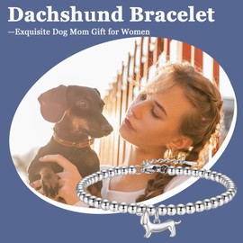 EPVIDO Dog Mom Gifts for Women Dachshund Bracelet for Dog Lovers Jewelry for Birthday, Christmas Stocking Stuffers, Mothers Day