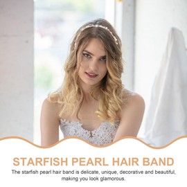 Beaupretty Star Headband Mermaid Crown Starfish Headpieces with Pearl Decor Wedding Hair Accessories for Women