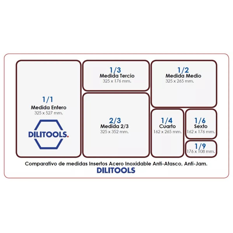 Dilitools Inserto Contenedor Acero Inox De Dos Tercios De 4