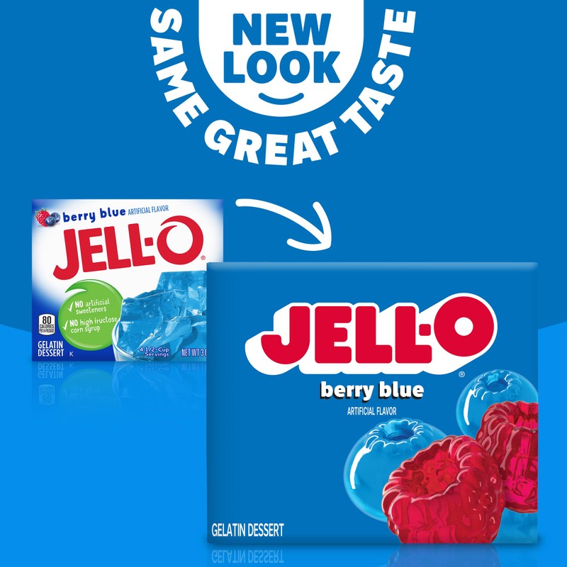 Jell-O Berry Blue Gelatin Dessert, 3 oz (4 Pack)