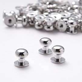 TiSuit 50 Sets Chicago Screws Round Head Button Cross Screw Stud Rivet for DIY Craft Leather Repairs Decoration Accessories (Silver,10mm)