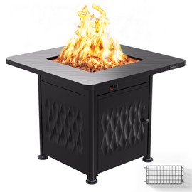 EAST OAK 52 Inch Fire Pit Table Cover for Outdoor Propane Fire Pit Table, 600D Heavy Duty Fabric, Waterproof, Dustproof, and All-Weather Resistant, Black, 52"L x 32"W x 25"H inch