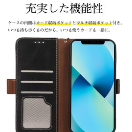 Ayakumo AQUOS sense 9 Case, Folio Genuine Leather, Cowhide Cover, Wallet Type, High Quality Genuine Leather, Crazy Horse Leather, Simple Notebook Case, Abrasion Resistant, Side Magnet, Card Storage,