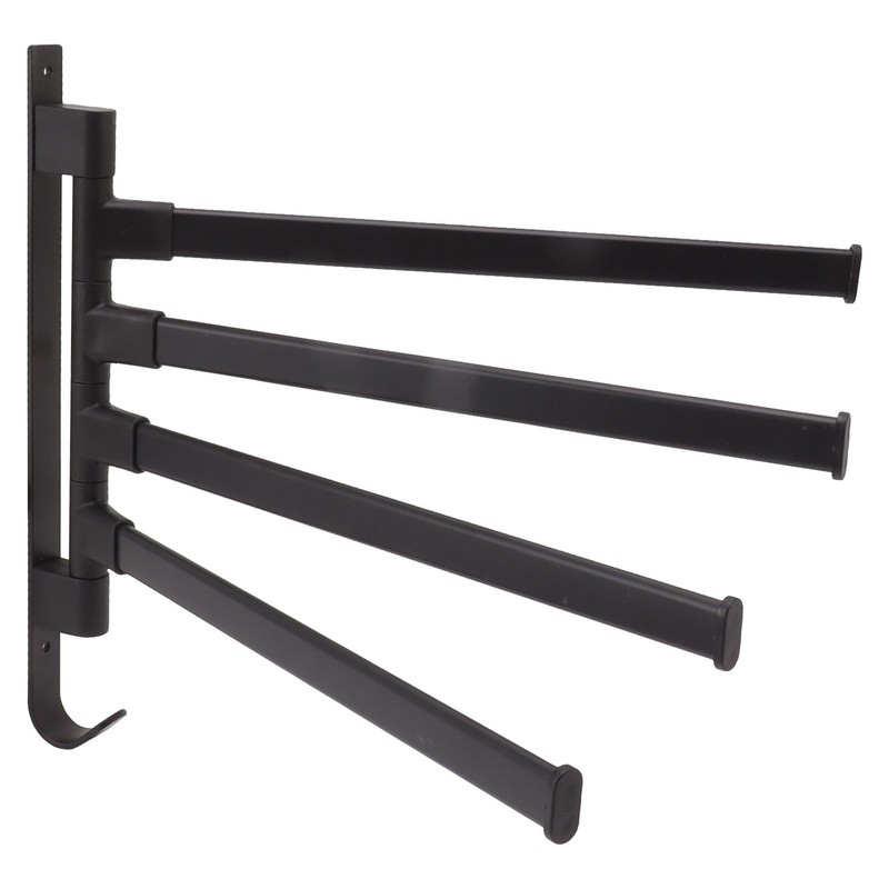 Black Swivel Towel Bar Punch Free Bathroom Towel Rack Wall