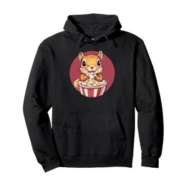Adorable Squirrel Enjoying Popcorn Delight Pullover Hoodie