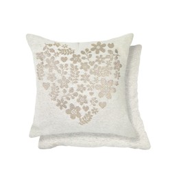 Emma Barclay Amor Heart - Cushion Cover in Natural - 17x17 (43x43cm)