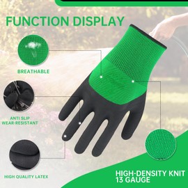 JSBAGGT Gardening Gloves for Men and Women, 12 Pairs - Breathable, Waterproof Latex Coated, Puncture Resistant - Medium Size Fits Most - Green&black