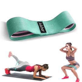 Jedebar Resistance Bands Non-Slip Fabric Booty Bands, 3 Strengths Level Optional Fitness Loops for Glutes Hips Legs Yoga Pilates Exercise Physiotherapy and Recovery Workout (Green-Light Resistance)