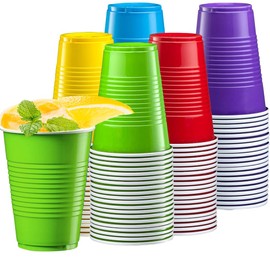 liamasum 50 Pack Party Cups 12 oz Disposable Plastic Cups, Assorted Color Plastic Party Cups for Parties, Events, Game and BBQ