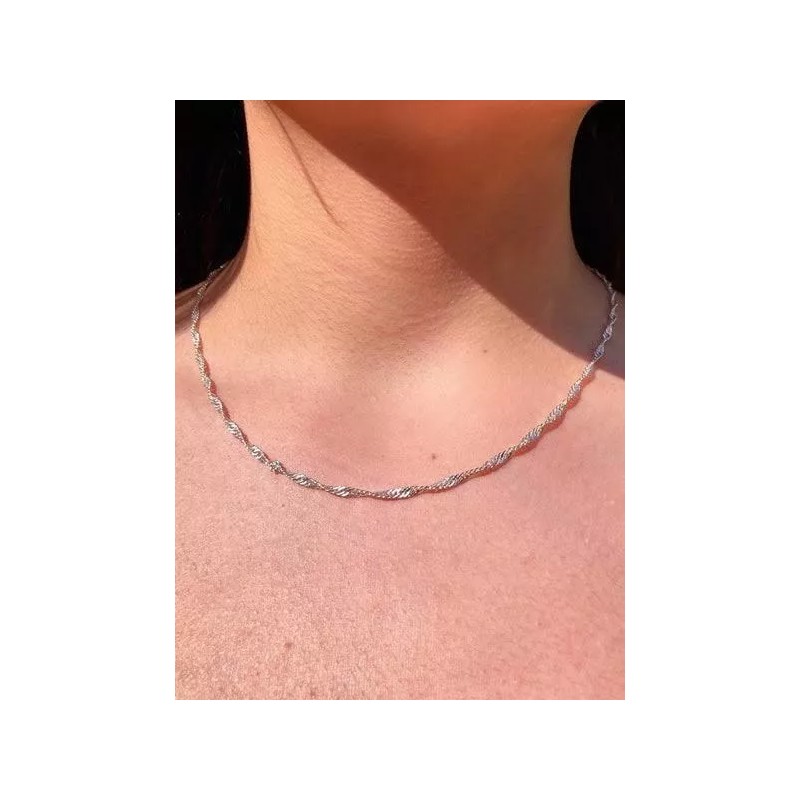 Dtup Collar De Plata Esterlina S925 Olas De Mar