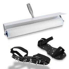 Self-Levelling Cement Tool Kit,Spiked Screeding Compound Roller,Floor Construction Roller Spiked Shoes,500mm Self Leveling Cement Tools Epoxy Flooring Spike Roller