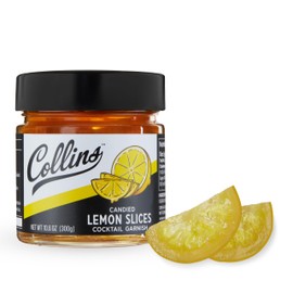 Collins Candied Lemon Slices in Syrup, Candied Fruit Slices Cocktail Drink Accessories for Cocktail Party, Drink Garnishes 10.6oz