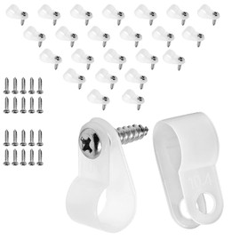 Suiwotin 120pcs 3/8 Inch R-Type Cable Clamps, Nylon Wire Cable Clips with M4 Screws, Screw Mounting Cord Fastener Clips, Wire Conduit Clamp for Wire Organizer (White)