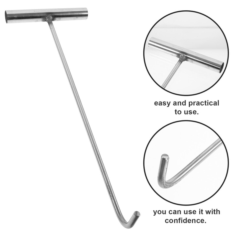 Ciieeo Heavy-Duty Stainless Steel Manhole Cover Hook Shape Lift Tool
