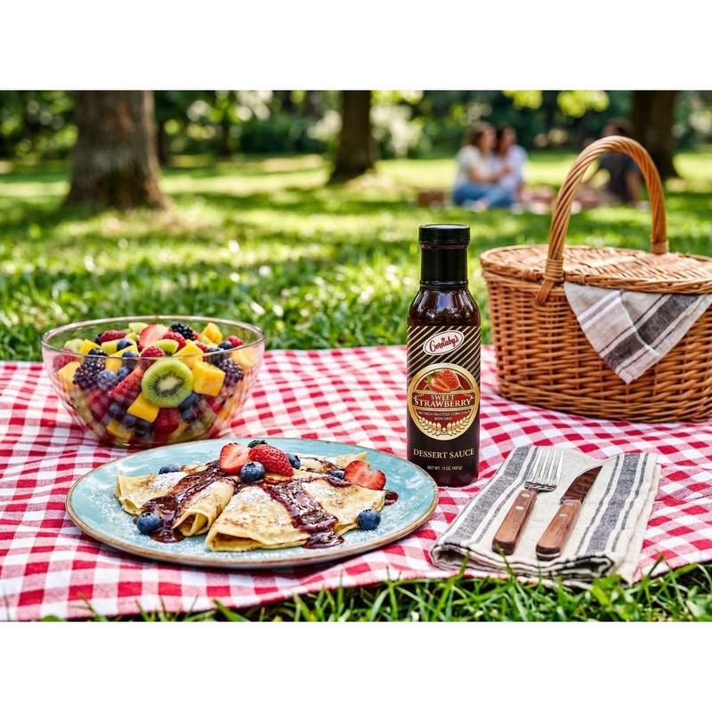 Cornaby's Gourmet Strawberry Dessert Sauce with Real Fruit Topping for