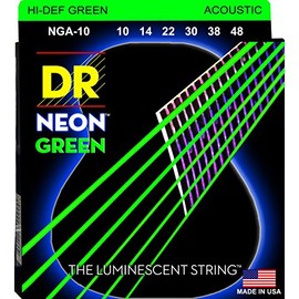 DR NGA-10 Neon Green Acoustic Guitar Strings