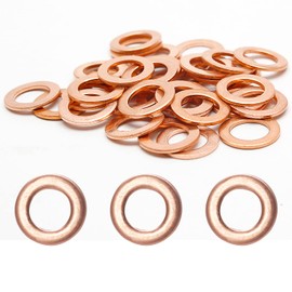 Kyuionty 60 Pcs M12 Copper Washer, Copper Metric Sealing Washers Flat Ring Seal Gasket, 12mm ID, 18mm OD, 1.5mm Thickness