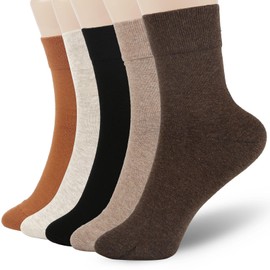 FGZ Women Thin Cotton Socks, Soft Cotton Bootie Socks Women Above Ankle Crew Socks 5 Pairs(Orange and Brown,4-8)