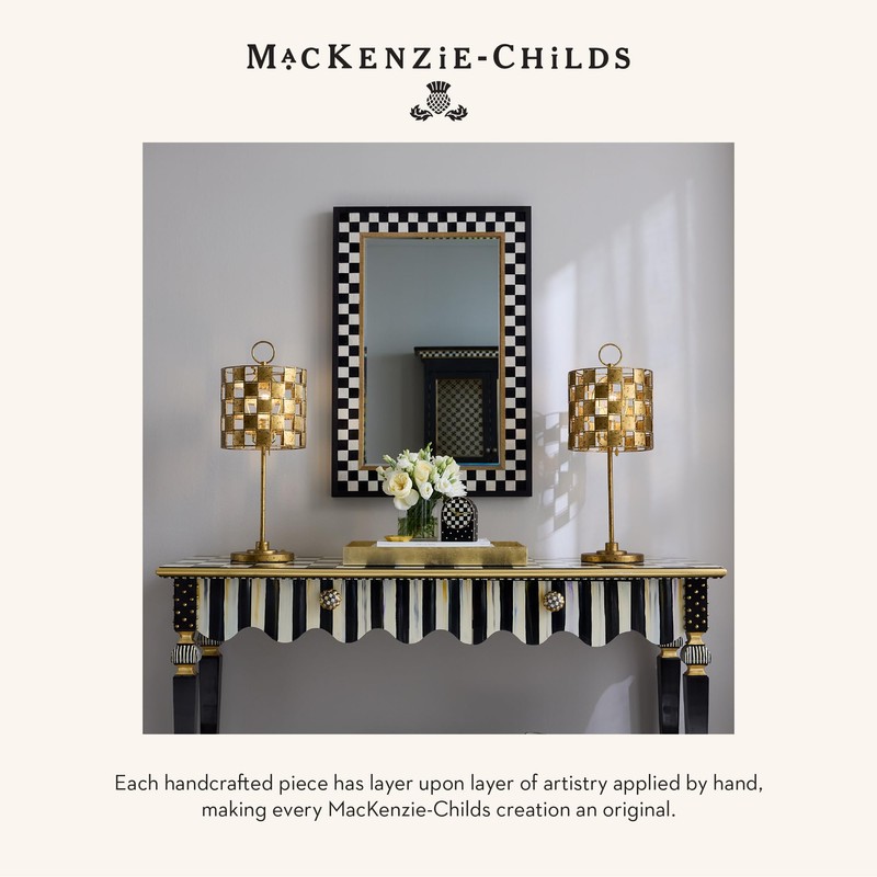 MACKENZIE-CHILDS Silver-Plated Round Desk Clock, Decorative Clock for Living Room,