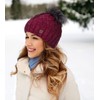 Faera Unisex Bobble Beanie Hat, Warm Winter Fleece Lined Beanie