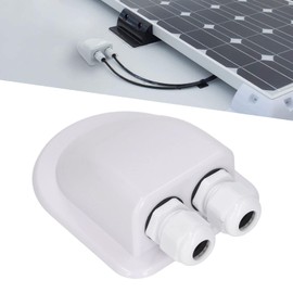 Cable Entry Gland Box, Solar Cable Entry Gland, ABS Cable Junction Box Waterproof Solar Panel Double Wire Cable Entry Gland Box for External Power Wiring (White)