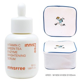 Innisfree Vita C Green Tea Enzyme Blemish Toning Serum Large Capacity 50ml + Play Green Cosmetic Pouch (Blue) / 이니스프리 비타C 그린티 엔자임 잡티 토닝 세럼 대용량 50ml+플레이그린 화장품 파우치 (블루)