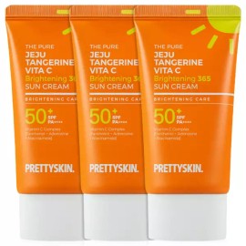 Prettyskin 더 퓨어 제주 선크림 50ml 3개 감귤 비타C 시카 워터프루프 2종 The Pure Jeju Sunscreen 50ml 3 Pack Tangerine Vitamin C Cica Waterproof 2 Types [[AA1] Citrus Brightening 3 pieces]