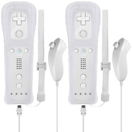 Leikurvo 2er Set Wii-Fernbedienung Gamecontroller, Controller Remote mit Nunchuck Controller für Vernbedinung Remote Plus Ersatz Kontroller Jostick Game Handle für Wii/WiiU Konsole(Weiß)