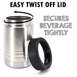 4-in-1 Stainless Steel 12 oz Double Wall Vacuum Insulated Can or Bottle Cooler Keeps Beverage Cold for Hours - Also Fits 16 oz Cans - Stainless Steel - Clear Water Home Goods