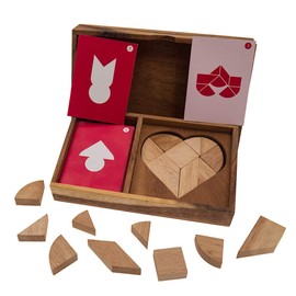 ROMBOL Variants of the Tangram Game for 2 People, Wood, Tile Game, Wooden Game, Thinking Game, Puzzle Game, Wooden Patience Game, Model: Heart