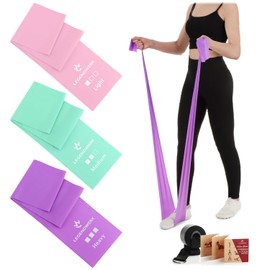 Legendwerk® 4-Piece Fitness Band Set with Door Anchor, Yoga Resistance Band, Resistance Band for Muscle Building, Exercise Band with Fitness Bag and Training Guide (Set - Pink, Turquoise, Purple)